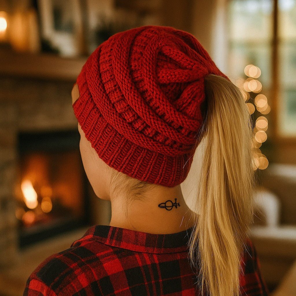 Cappello in lana lavorato a uncinetto da donna CozyWeave, caldo e accogliente, stile casual per l'outdoor invernale