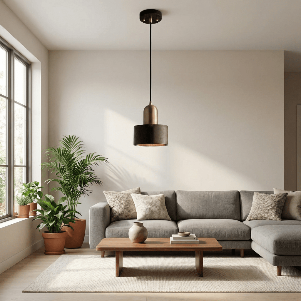 Hängelampe aus Walnussholz, moderner Stil mit 12 Zoll Höhe
