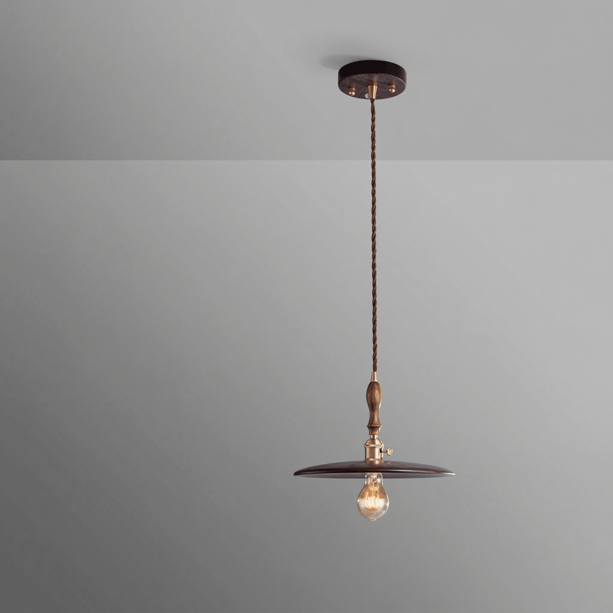 Pendant Light Made Of Walnut Wood, Japanese Design, 12-Inch Size