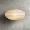 Pendant Light With Rice Paper Shade In Soft Oval Style