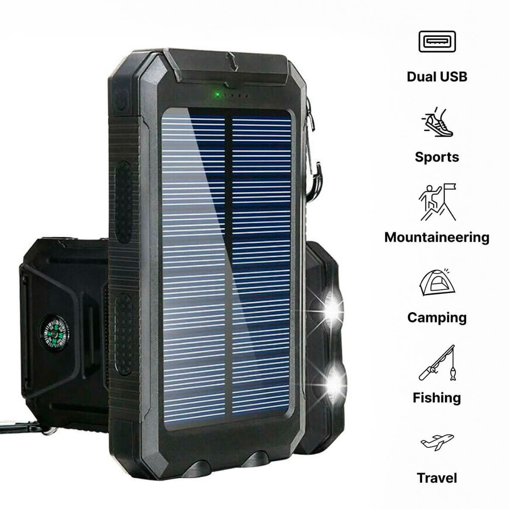 30000mAh TrailSpark Solar Power Bank Waterproof for Outdoor Adventures