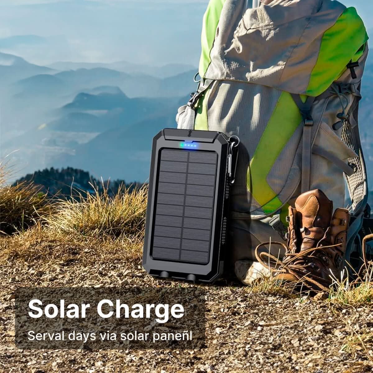 30000mAh TrailSpark Solar Power Bank Waterproof for Outdoor Adventures