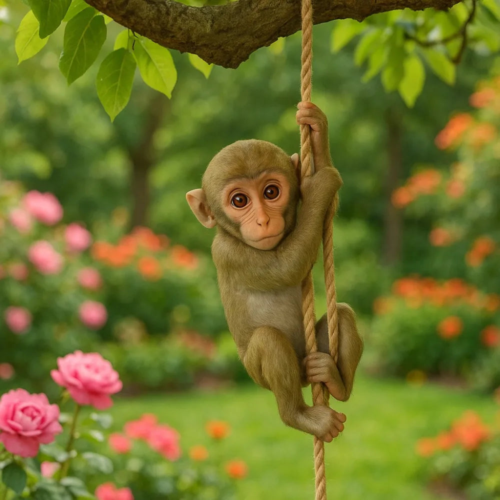 Garden Climbing Monkey Figurine For Outdoor Yard Decor