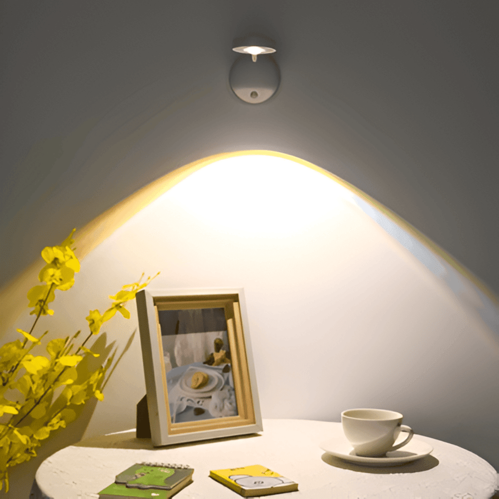 Cordless LED Wall Light With Motion Sensor Minimalist One-Light Design