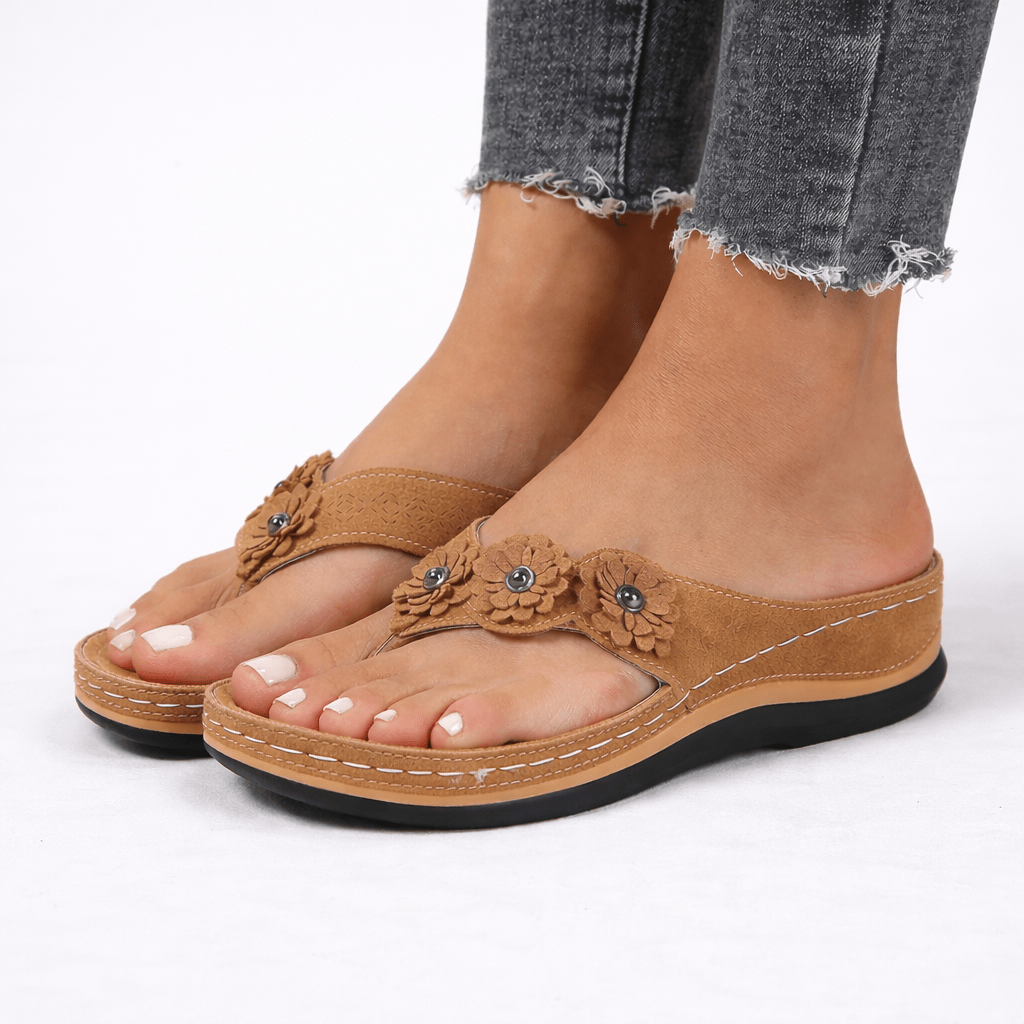 Floral Sandals For Women With Orthopedic Cushioned Footbed