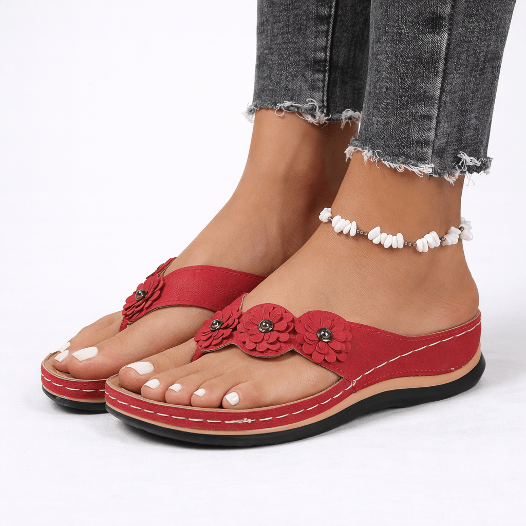 Floral Sandals For Women With Orthopedic Cushioned Footbed