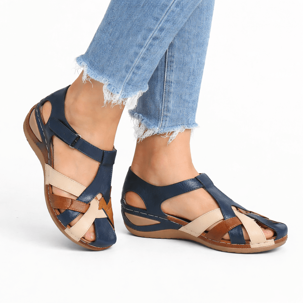 Women's Leather Wedge Sandals With Orthopedic Support And Comfort