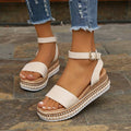 Textured Sole Platform Sandals With Ankle Strap For Women