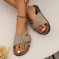 Women's Cork Sandals With Slip-On Style And Broad Buckle Strap For Comfort