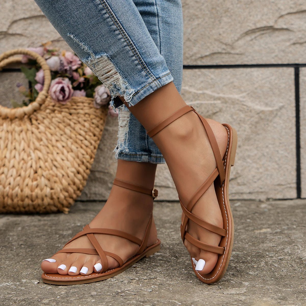 Sandali da donna con cinturini in pelle per un comfort tutto il giorno Taglie disponibili