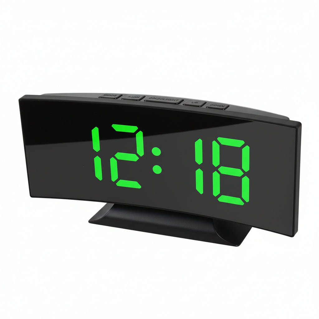 HushLite Slim digitalt vækkeur med stor LED-skærm til let søvnige personer