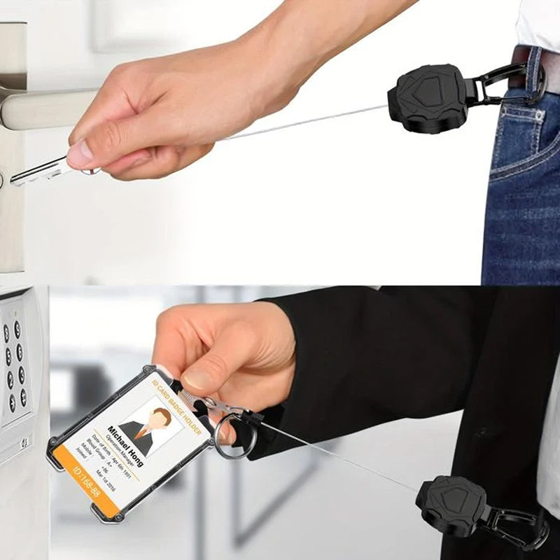 Extendable ID Badge Reel With 80cm Reach And 360 Degree Swivel Carabiner