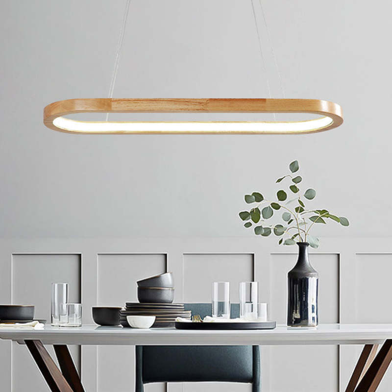 Lunara Modern Hanging Lamp in Metal and Wood by NovaHaus