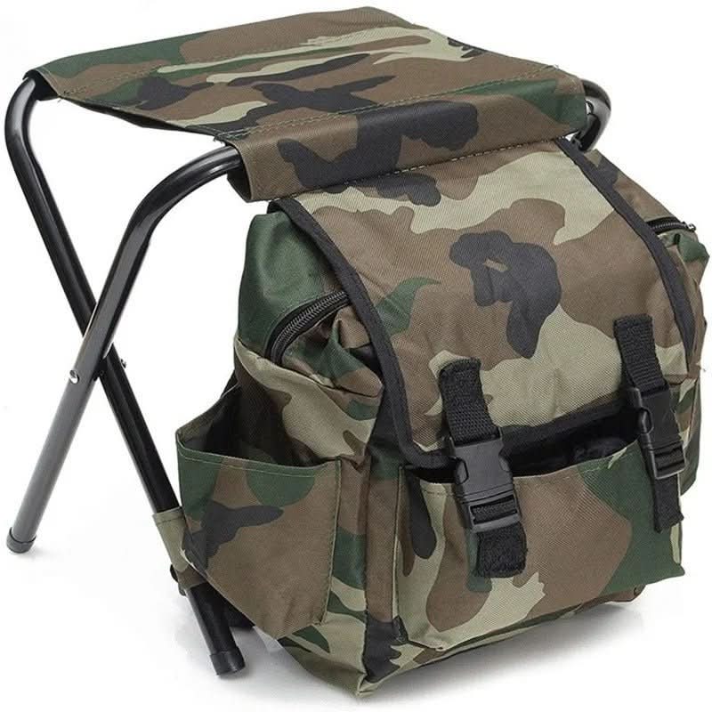TrailChair 3-in-1 camouflage rugzak met opvouwbare stoel en koelbox voor buitengebruik
