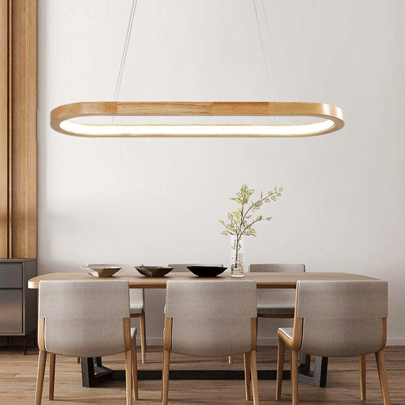 Lunara Modern Hanging Lamp in Metal and Wood by NovaHaus