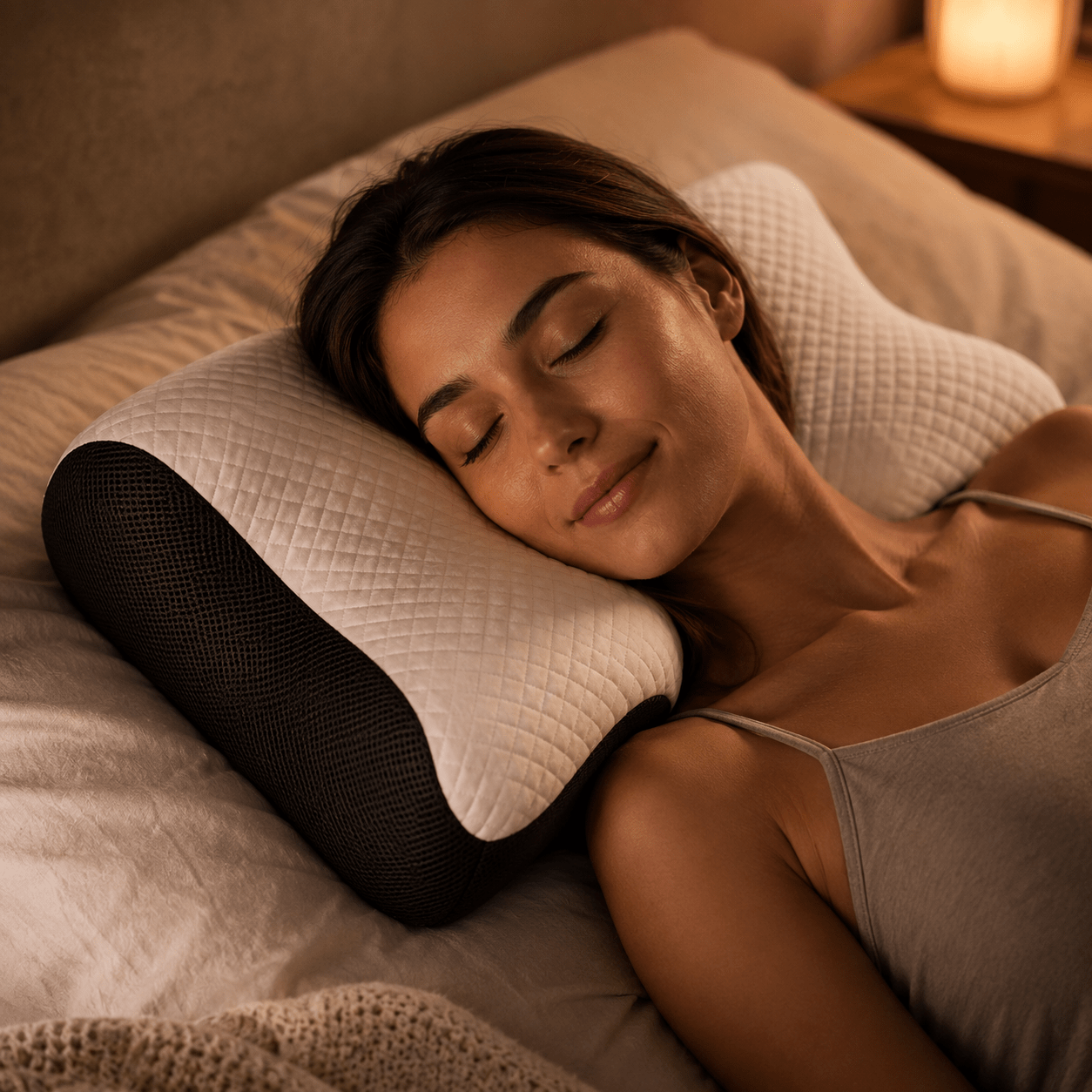 Contoured Cloud Pillow With Dual Height Neck Support for Side and Back Sleepers
