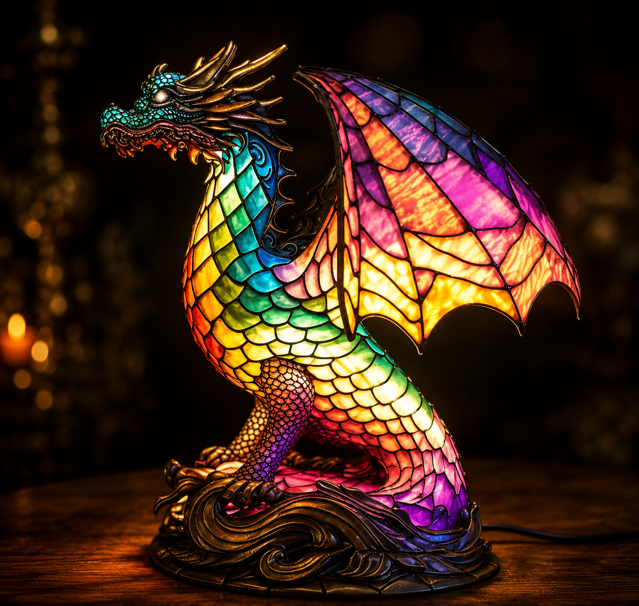 Table Lamp With Glass Inspired Animal Design For Warm Ambience