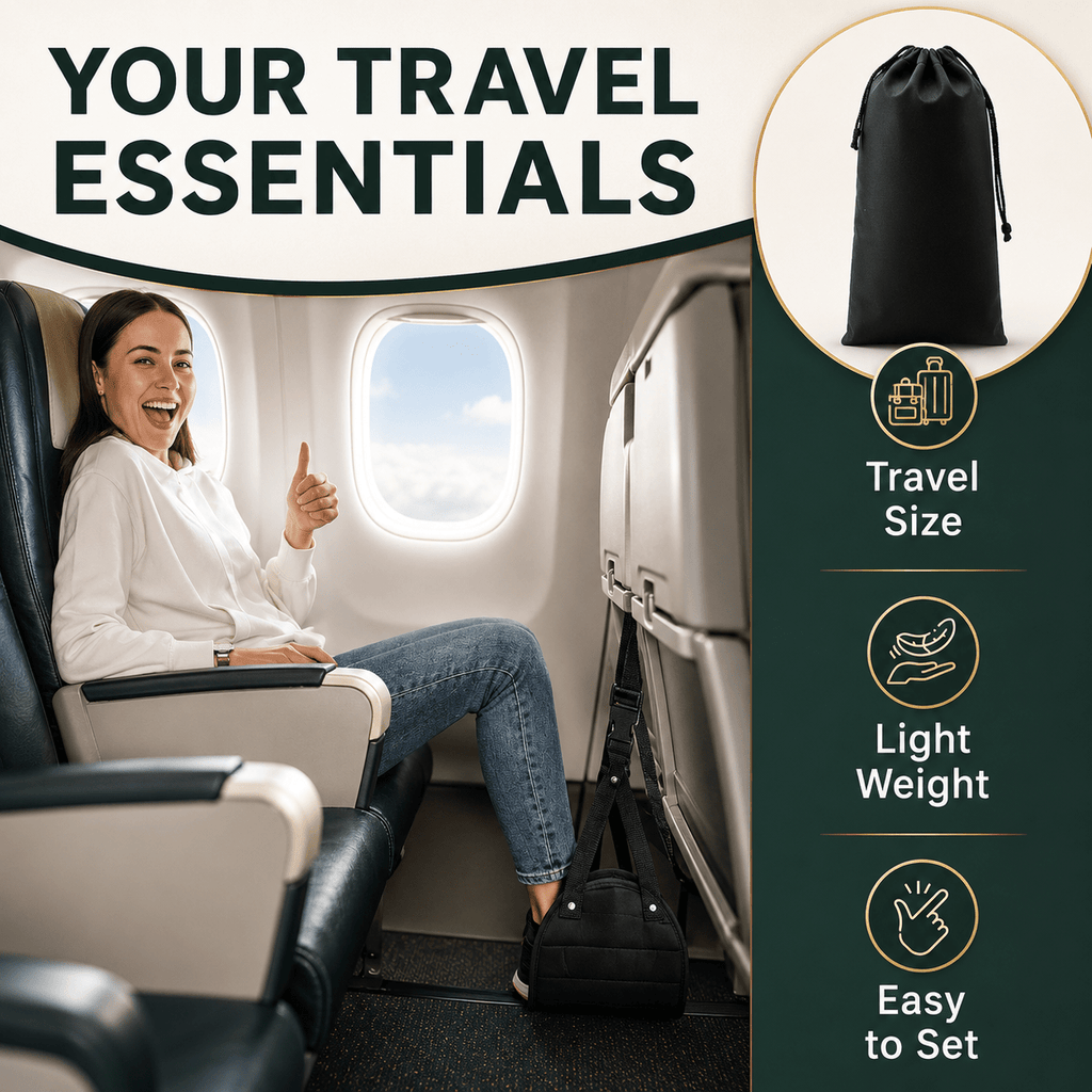 Travel Foot Hammock For Airplane Use On Long Flights
