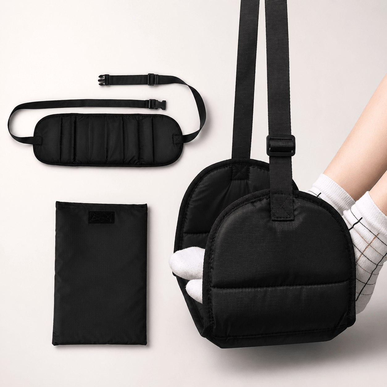 Travel Foot Hammock For Airplane Use On Long Flights