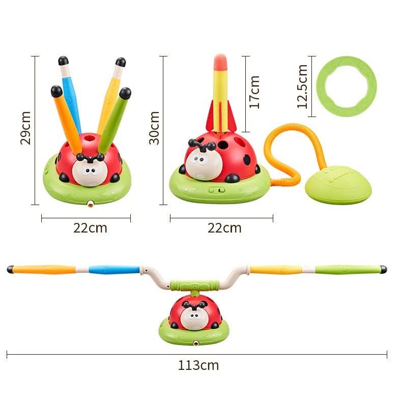 PulsePlay 3-in-1 Kinder-Aktivitätsset Springseil, Ringwurf, Pedal-Rakete für aktives Spielen