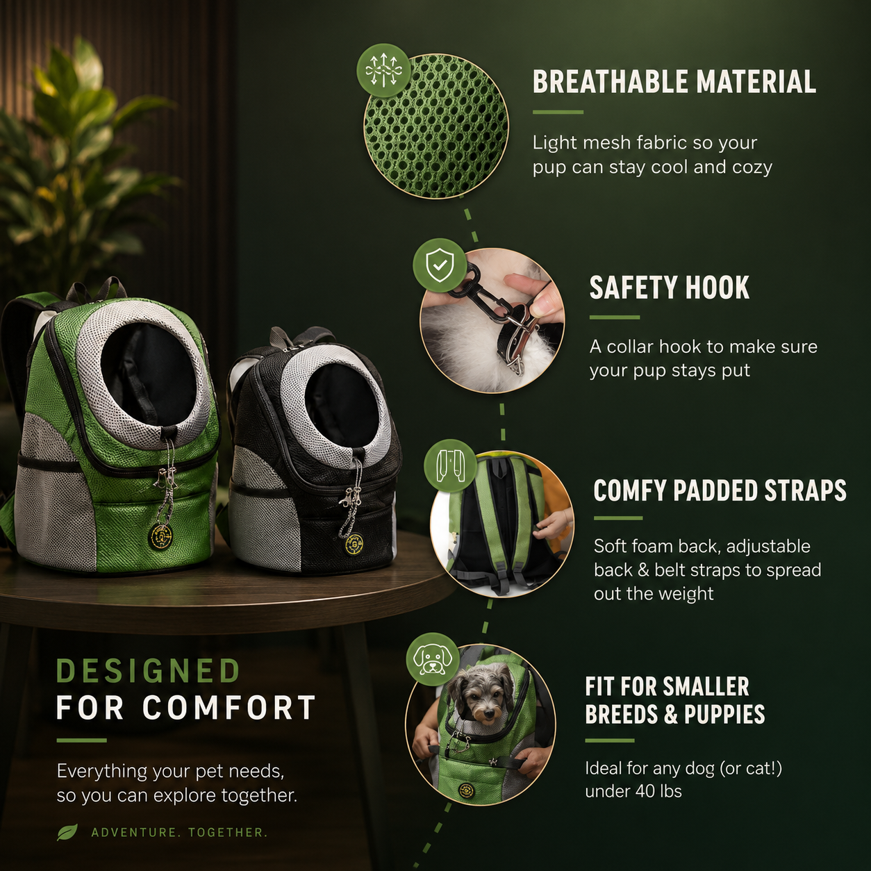 Ergonomic Pet Carrier Backpack For Small Dogs And Cats