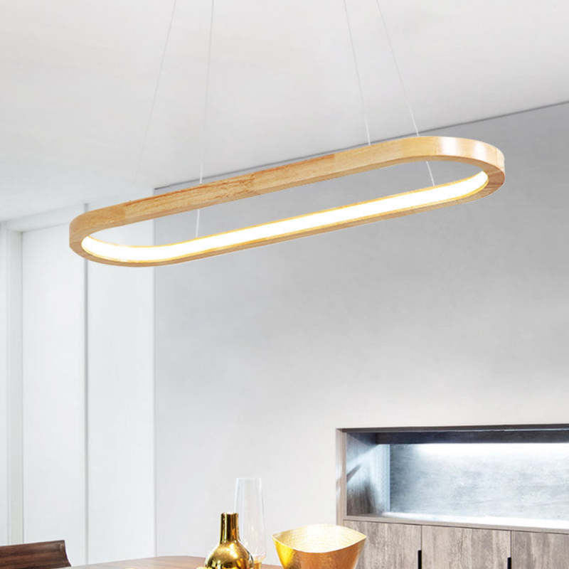Lunara Modern Hanging Lamp in Metal and Wood by NovaHaus