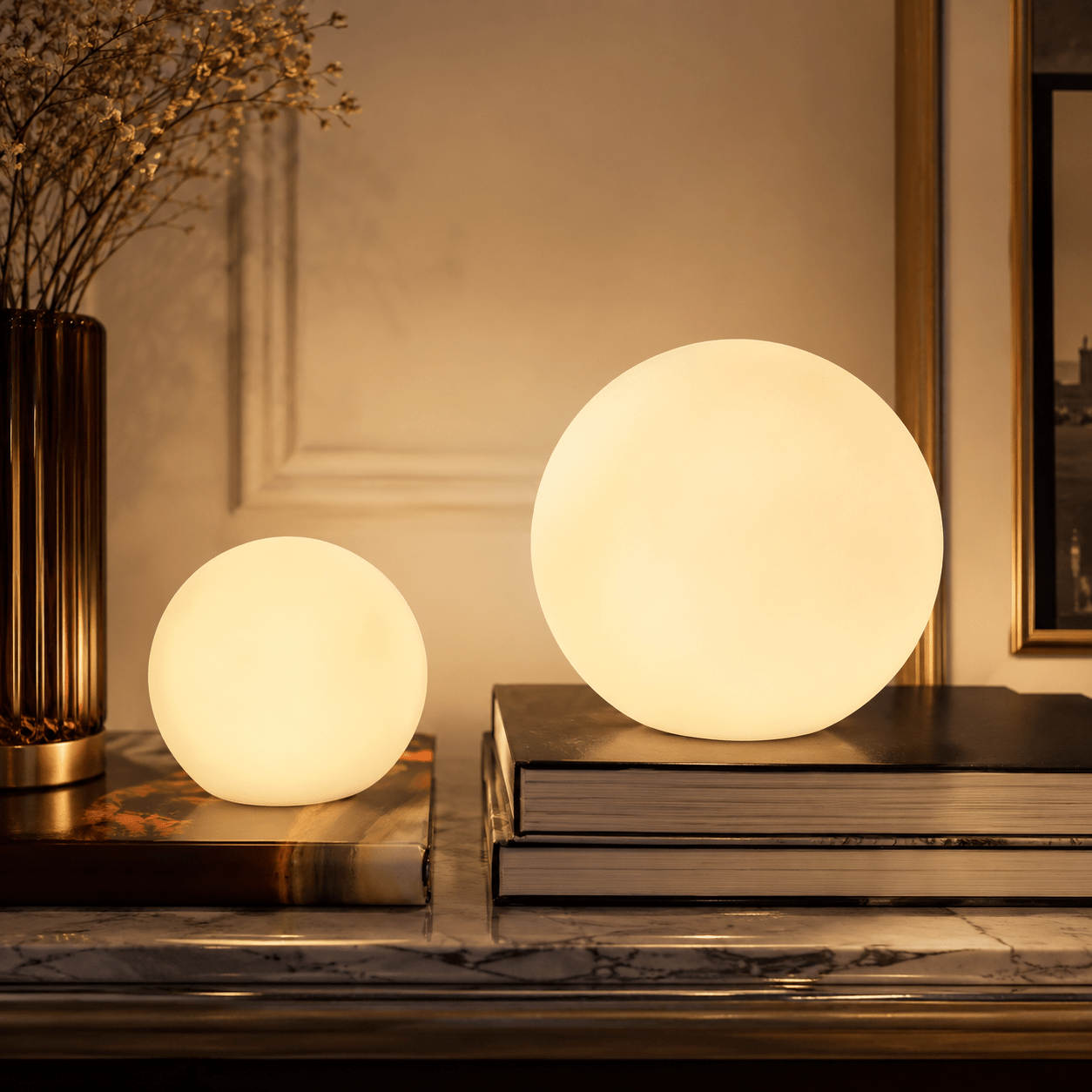Compagnien Cordless LED Orb Table Lamp Indoor and Outdoor IP65 Waterproof