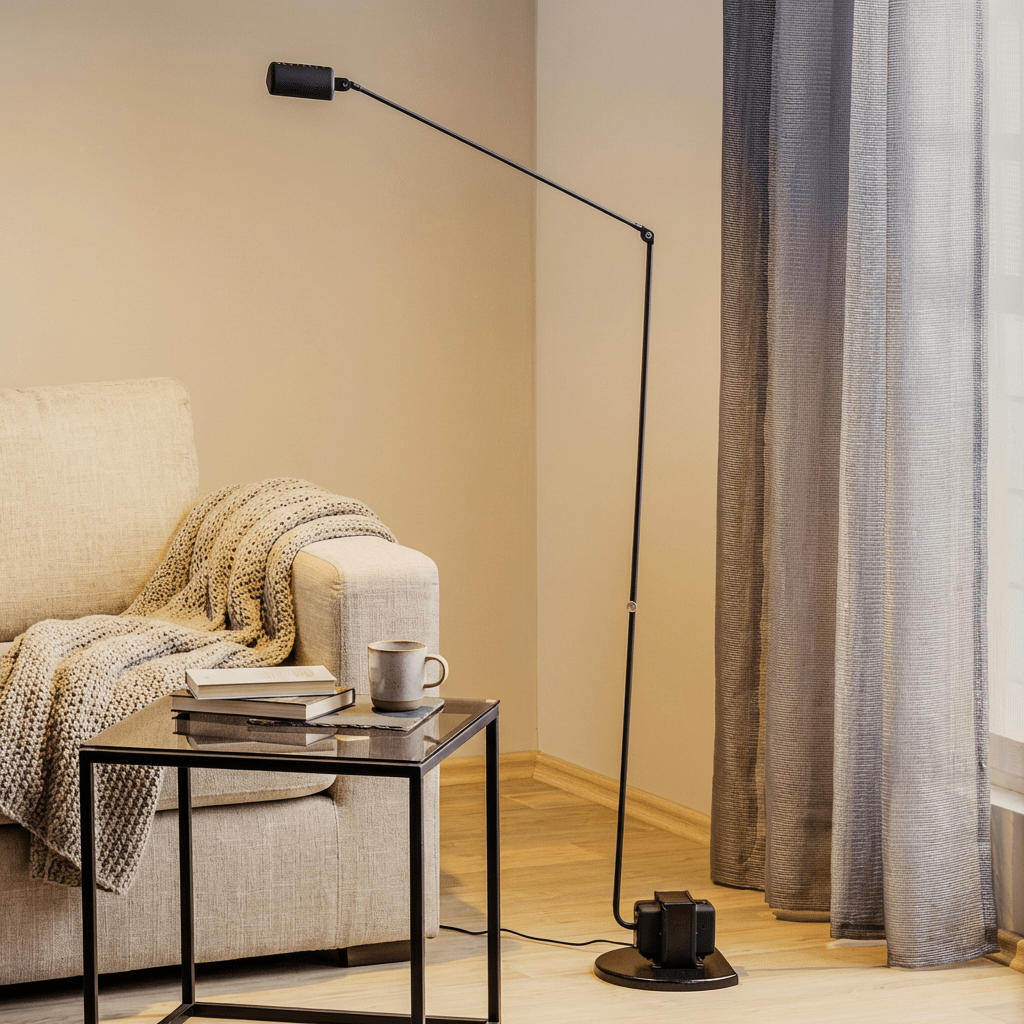 Slank Metall LED Gulvlampe Med Leddet Arm For Lesing