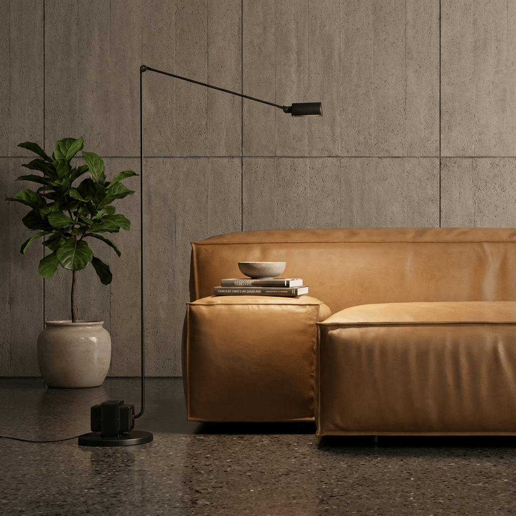 Slank Metall LED Gulvlampe Med Leddet Arm For Lesing