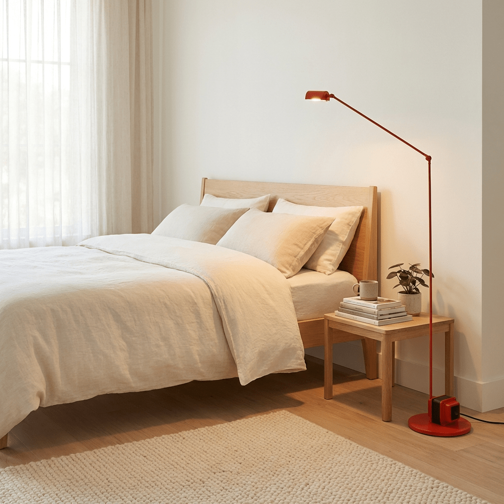 Slank Metall LED Gulvlampe Med Leddet Arm For Lesing