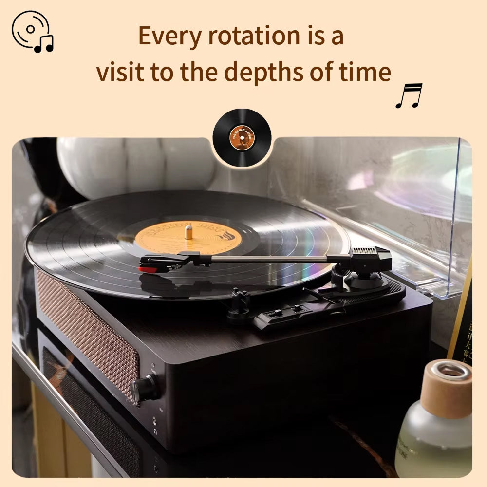 Tocadiscos de vinilo con Bluetooth y altavoces integrados, parada automática