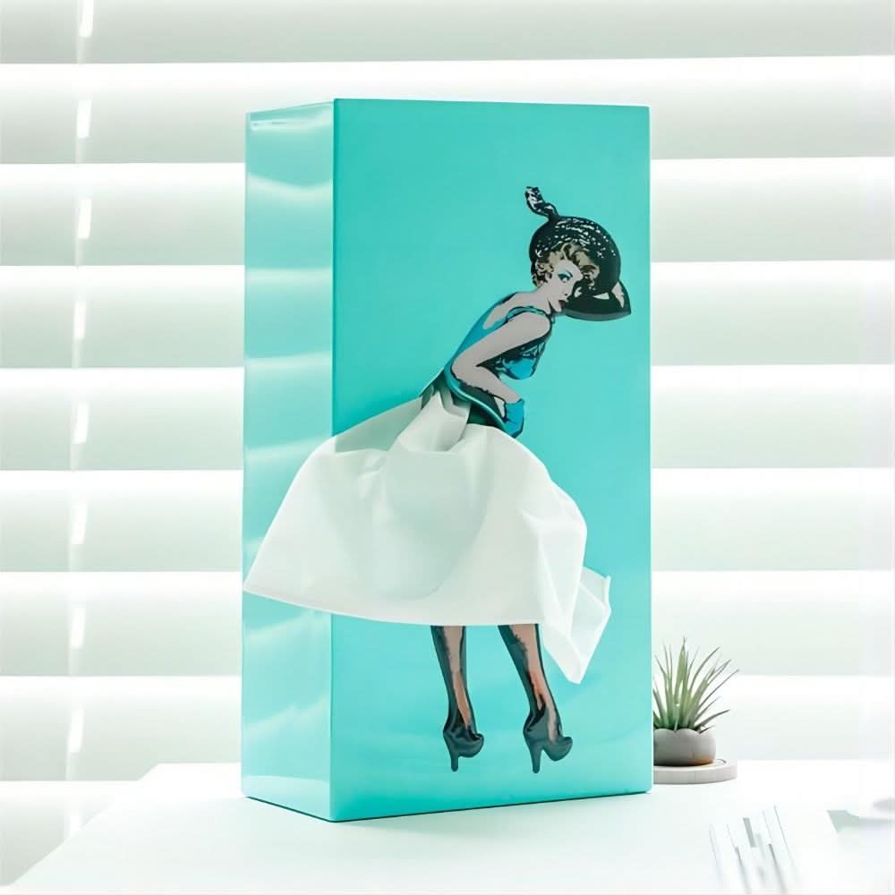 Scatola per fazzoletti AEROBOX con design di sasso volante per decorazioni giocose
