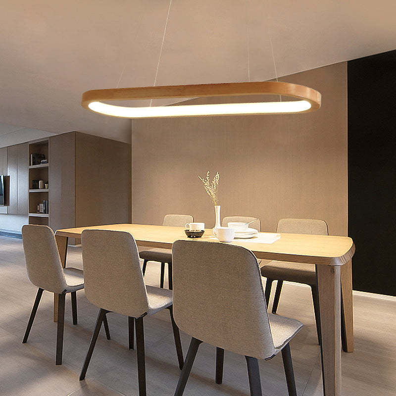 Lunara Modern Hanging Lamp in Metal and Wood by NovaHaus