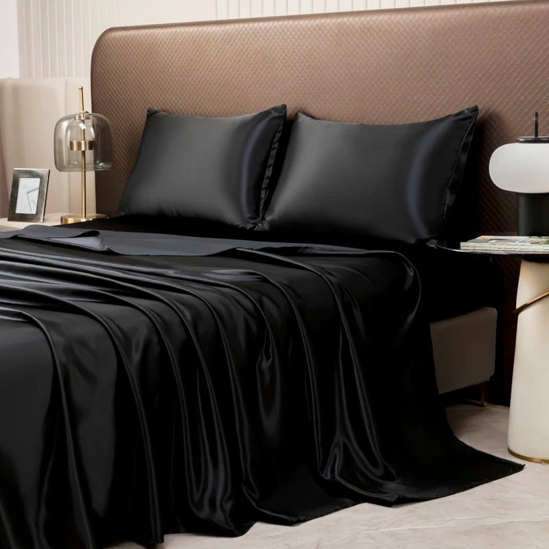 AIRSATIN Lightweight Satin Sheet Set For Cooling Sleep With Soft Pillowcases