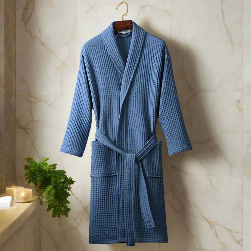 Peignoir unisexe léger LuxeWeave avec texture gaufrée