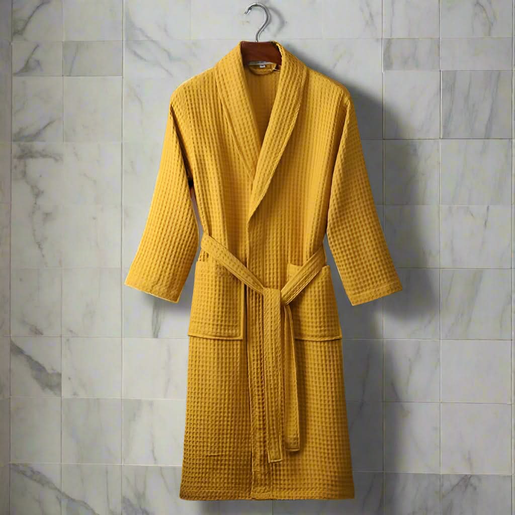 Peignoir unisexe léger LuxeWeave avec texture gaufrée