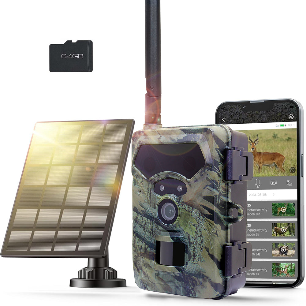 4G Solar Wildkamera mit 48MP Fotos und 1296P Video