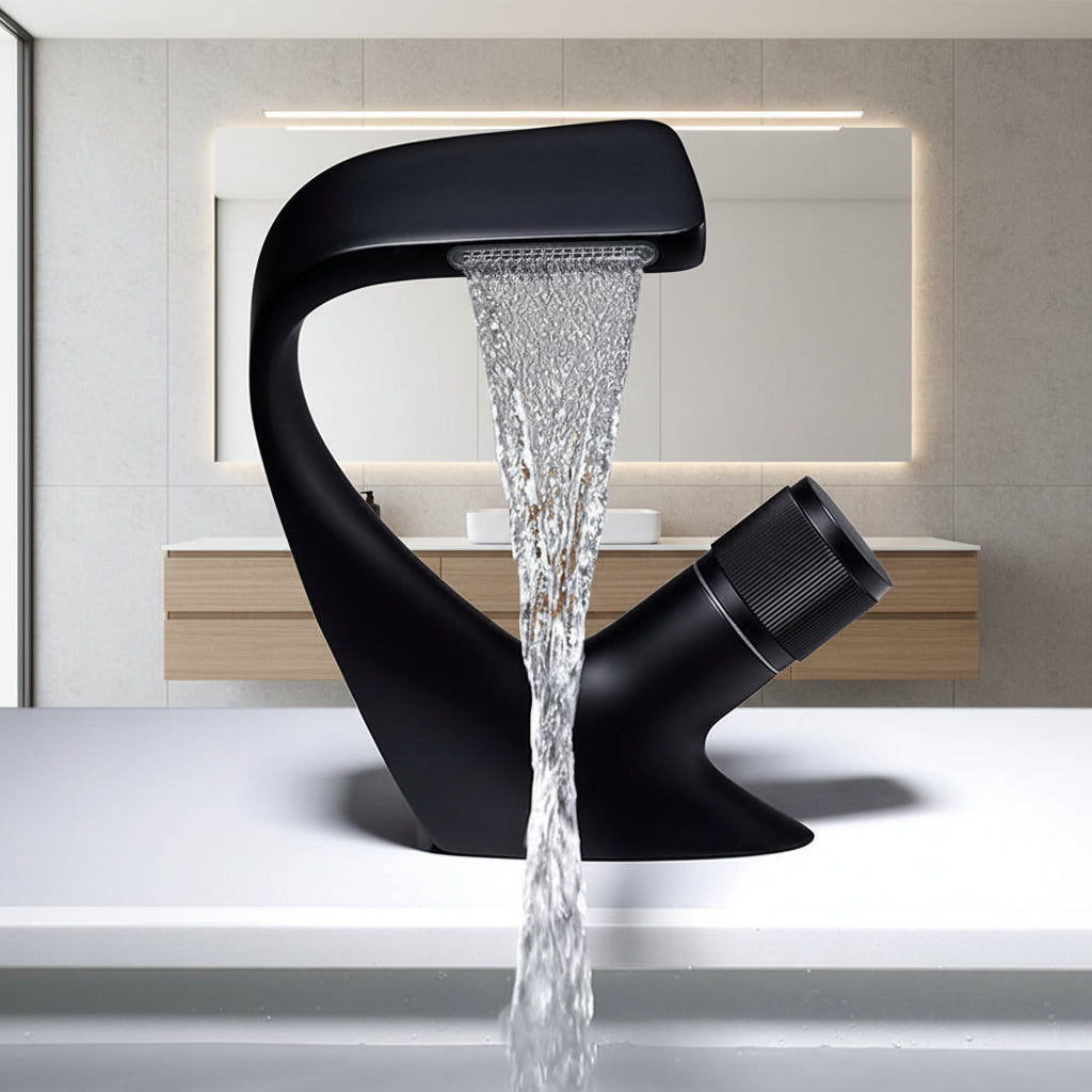 AQUACASCADE Luxury Basin Mixer With Waterfall Flow For Modern Bathrooms