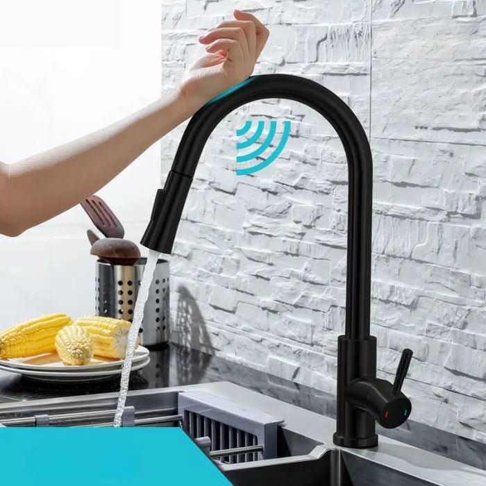 Baterie de bucătărie AQUATOUCH cu senzor și pipa extensibilă