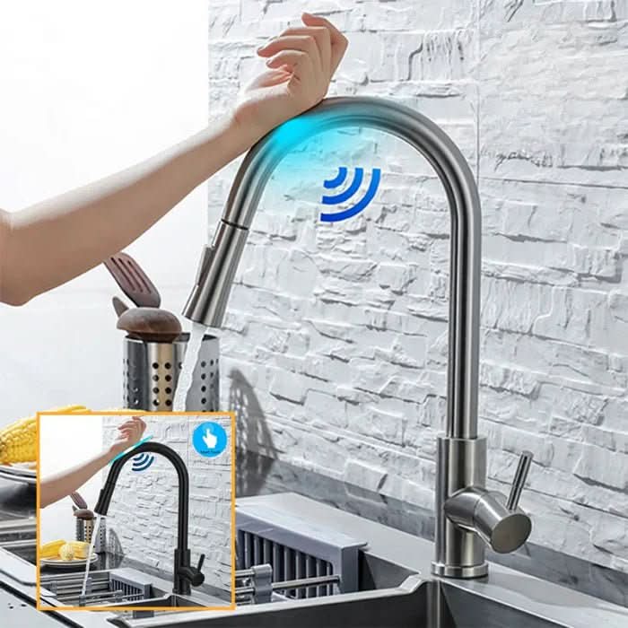 Baterie de bucătărie AQUATOUCH cu senzor și pipa extensibilă