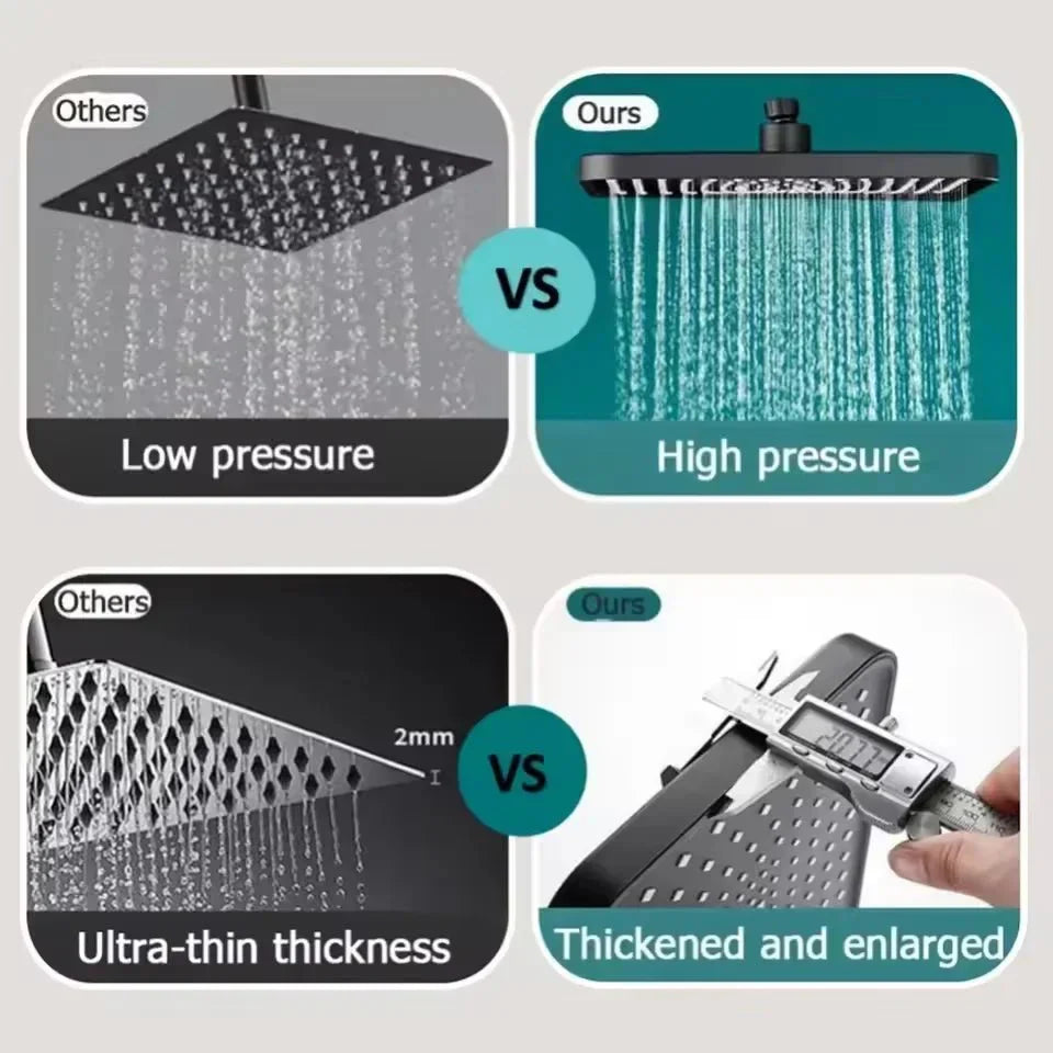 AQUELUX 360-Degree Adjustable Shower Head With Anti-Clog Nozzles