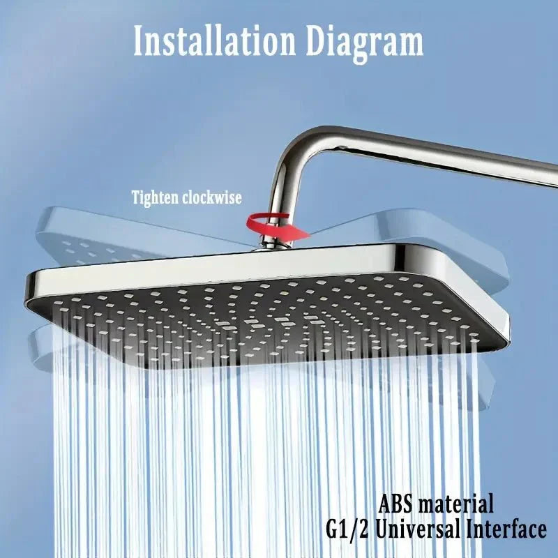 AQUELUX 360-Degree Adjustable Shower Head With Anti-Clog Nozzles