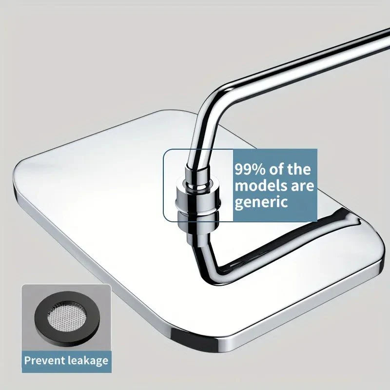 AQUELUX 360-Degree Adjustable Shower Head With Anti-Clog Nozzles