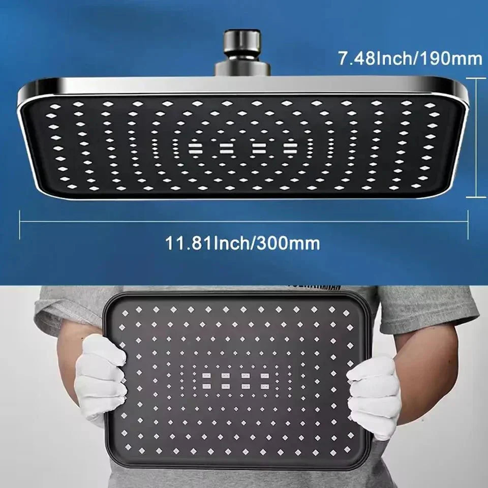 AQUELUX 360-Degree Adjustable Shower Head With Anti-Clog Nozzles