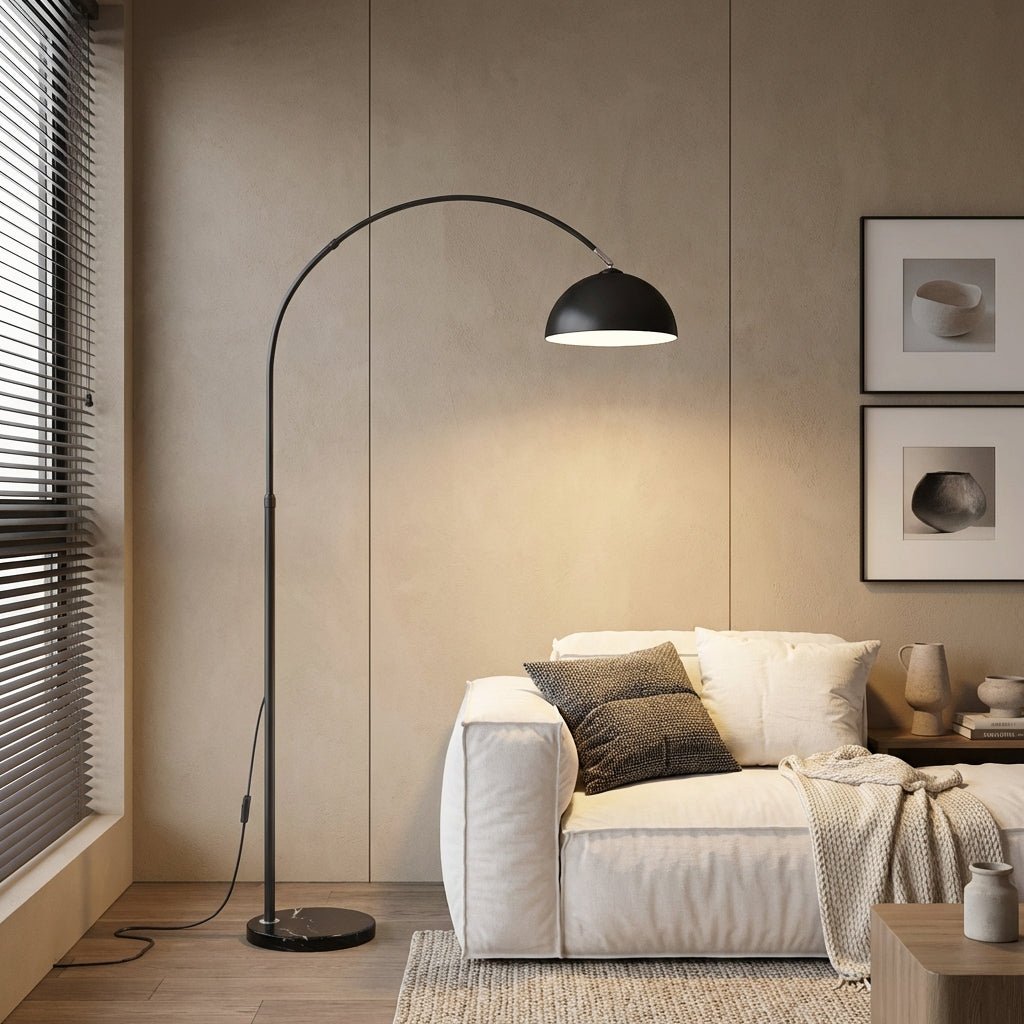Arc Gulvlampe Med Marmorfot, Justerbar Moderne E27 Stuelampe