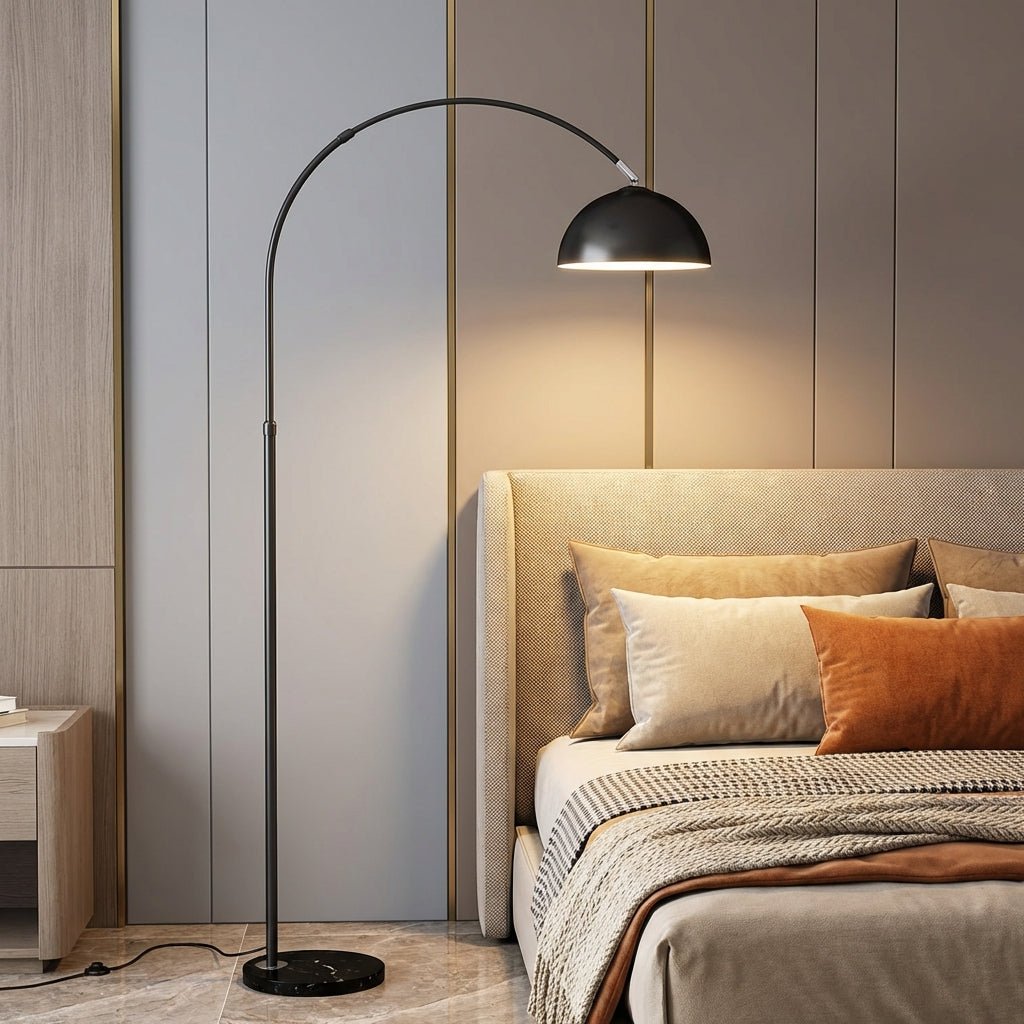 Arc Gulvlampe Med Marmorfot, Justerbar Moderne E27 Stuelampe