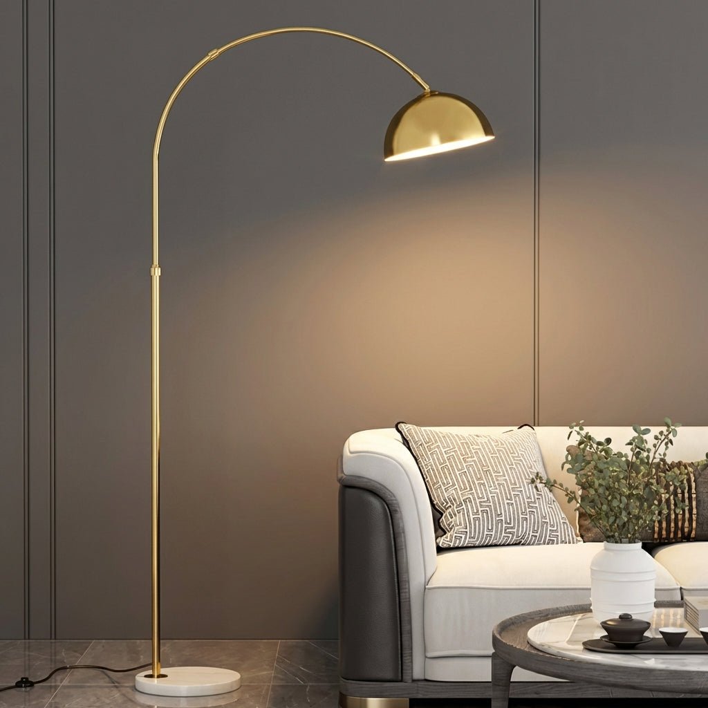 Arc Gulvlampe Med Marmorfot, Justerbar Moderne E27 Stuelampe