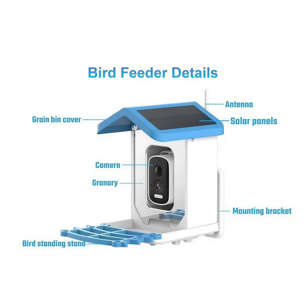 Smart Bird Feeder With AI Species ID, 2K Camera, Solar Power