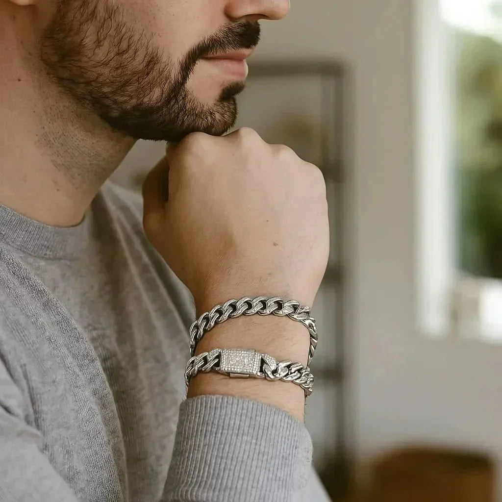 NovaLux 18K gullbelagt sterling sølv kubansk armbånd