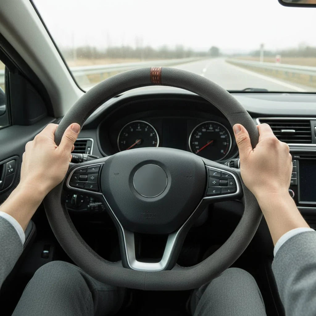 غطاء عجلة قيادة من جلد بقري فاخر AUTOSUEDE بملمس ناعم